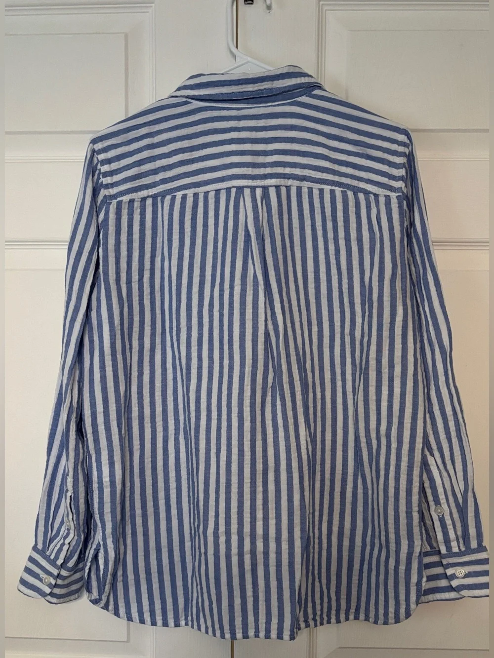 J.Crew Women’s NWT Blue White Striped Cotton Button Down Shirt Size M